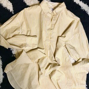 Long sleeve yellow striped oversized shirt